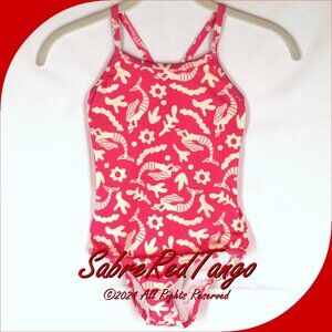 NWT Hanna Andersson Sunblock 1PC Swimsuit Merry Mermaids Pink Print 150 12